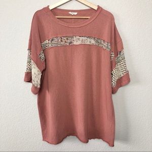 Easel Blush Short Sleeve with Print Detail